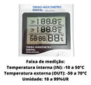 Termo Higrômetro Digital Temperatura Umidade Relógio Int/ext