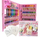 Estojo Maleta Pintura 150 Peças Infantil Canetinha Giz Lápis Fun Game