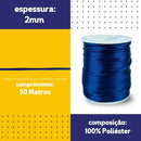Fio De Seda Azul Marinho - Cordão Rabo De Rato 2mm - Nybc Cor Azul-marinho