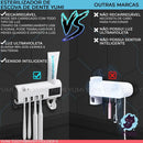 Suporte Porta Escova Dentes Dipenser Pasta Esterelizador Uv Cor Branco Yumi