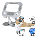 Suporte Dobrável para Tablet em Liga de Alumínio com Rotação 360° Cor Prata