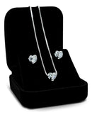 Kit Corrente Colar Veneziana Prata 925 + Par De Brinco Luxo Feminino Coração 45cm