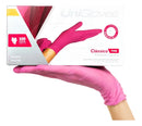 Luvas descartáveis UniGloves Clássico cor rosa tamanho M de látex com pó x 100 unidades