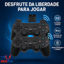 Controle Compativel P2 Play 2 Sem Fio Joystick Kit Com 2 Manete Cor Preto Video-Game Dual Shock Wireless Analogico Gamepad Redfin