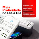 Extensão Régua Elétrica 7 Tomadas Com 4 Usb Bivolt 110v/220v Cor Branco 127V/220V beijamin filtro de linha regua de energia